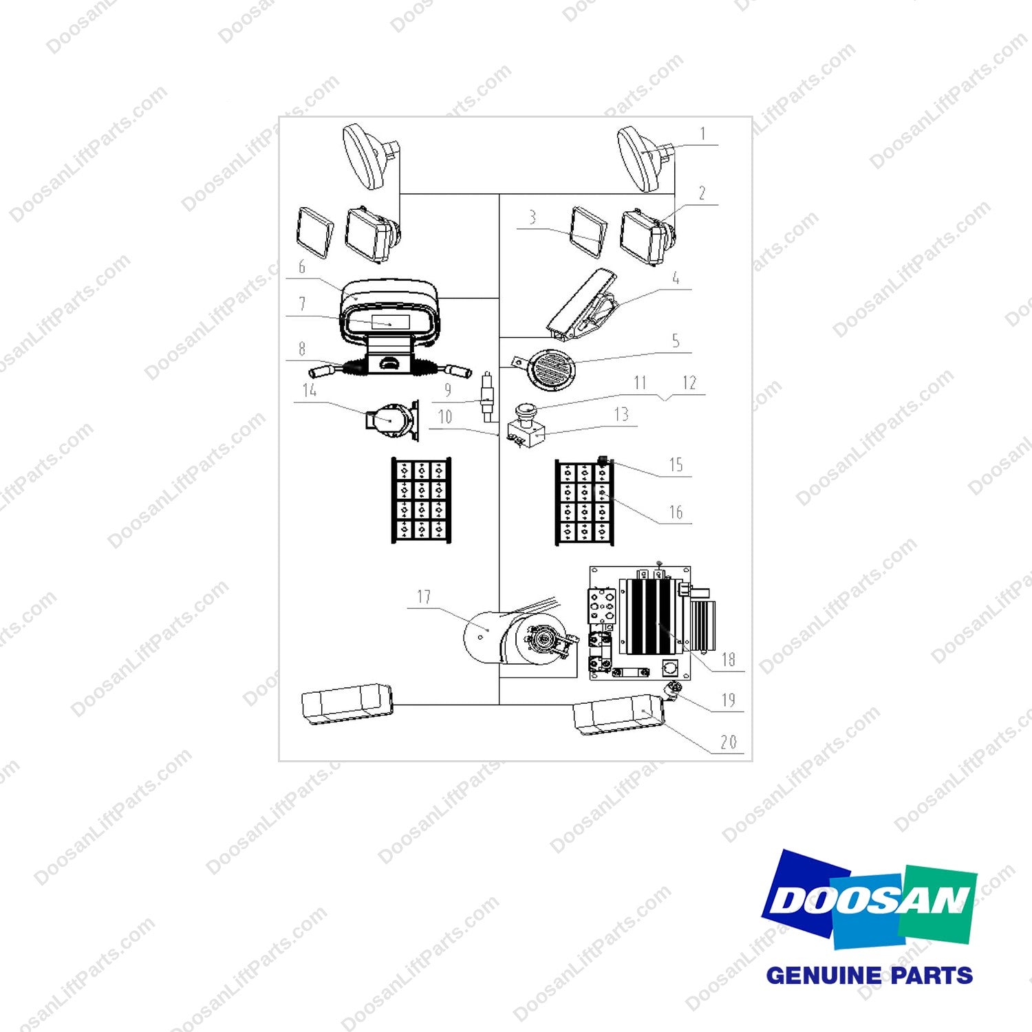 NR15-00430 Electric System - full parts diagram - genuine Doosan / Bobcat forklift part