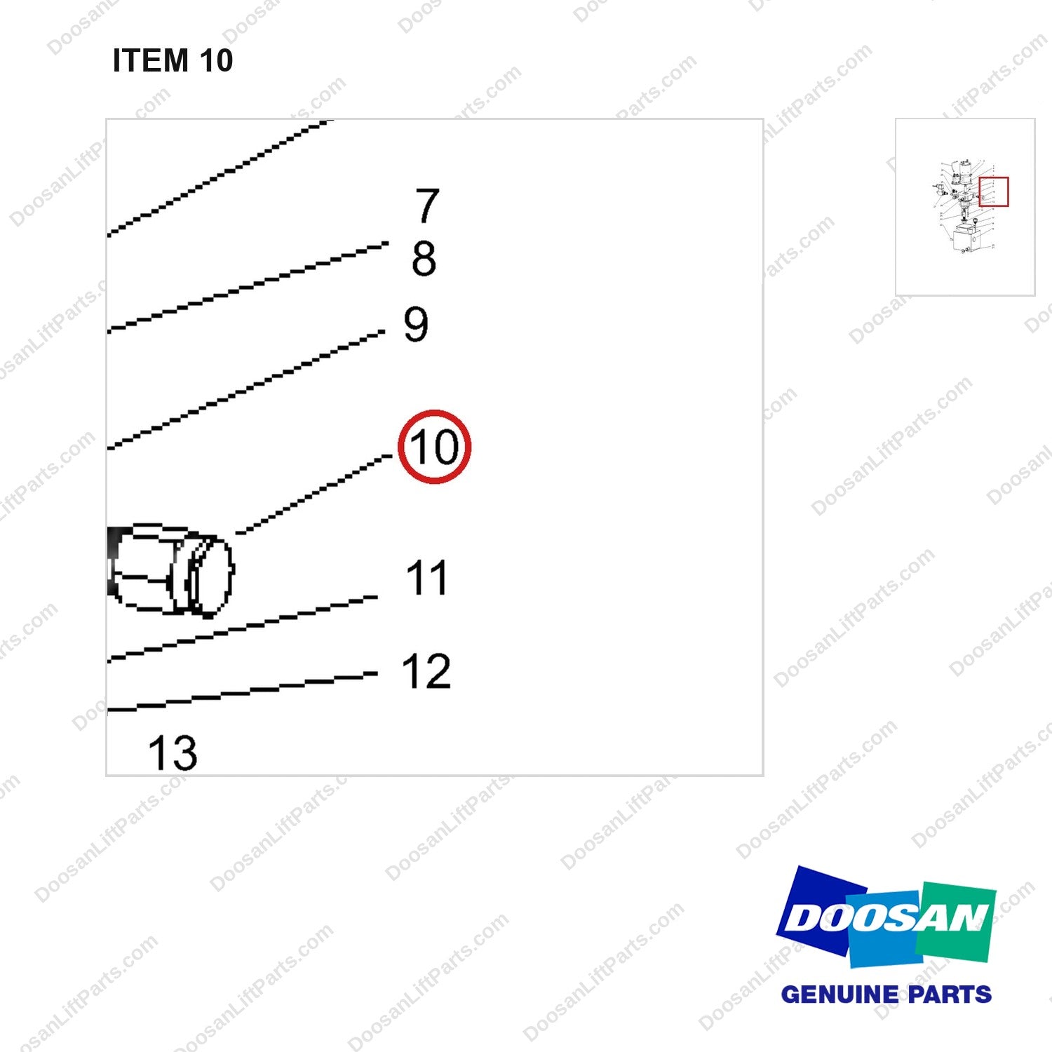 NR15-01198 Hydraulic Pump (RY15071009 ~Up) - parts diagram, item 10 shown - genuine Doosan / Bobcat forklift part