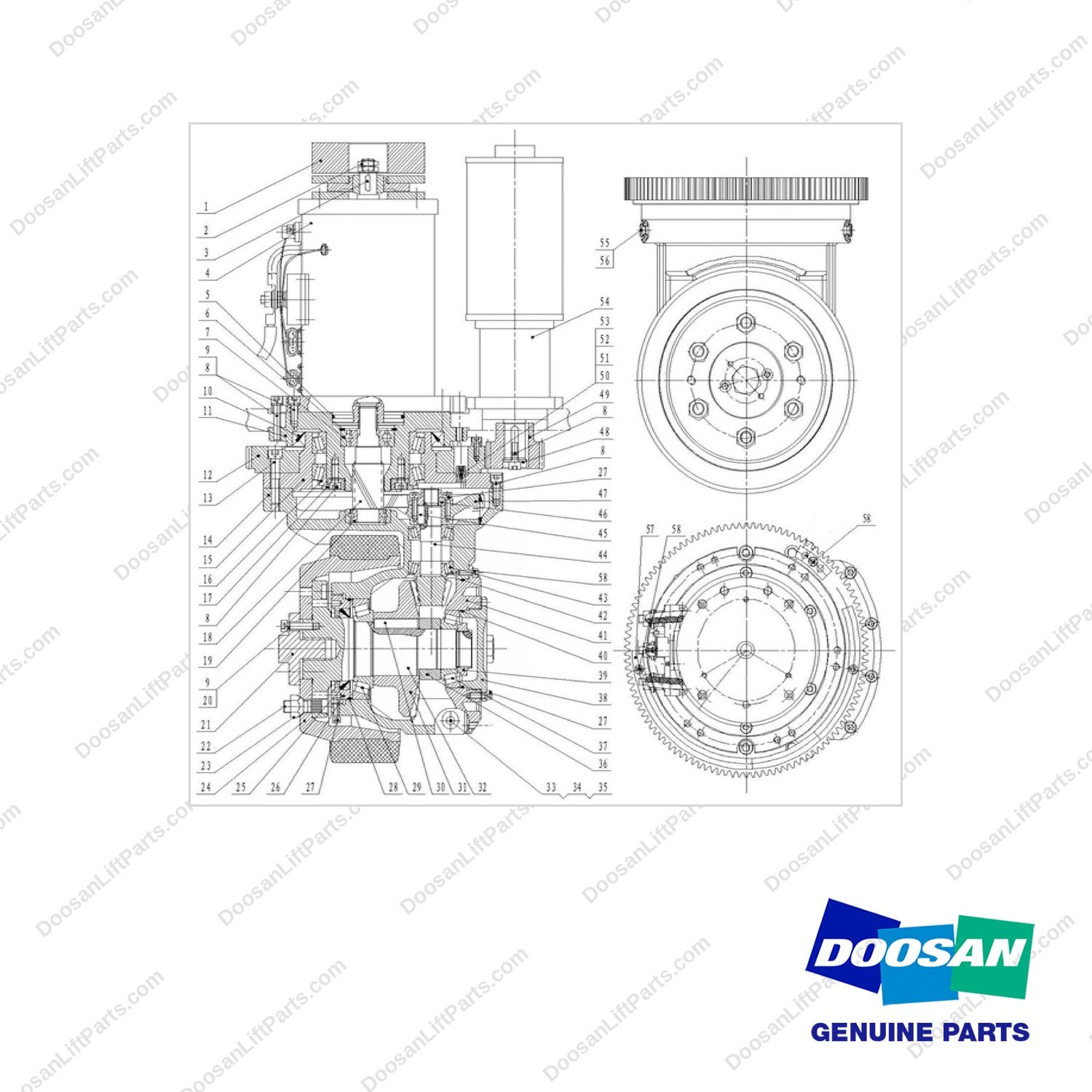 NR15-01264 Driving Wheel - RY14090722 ~UP - full parts diagram - genuine Doosan / Bobcat forklift part