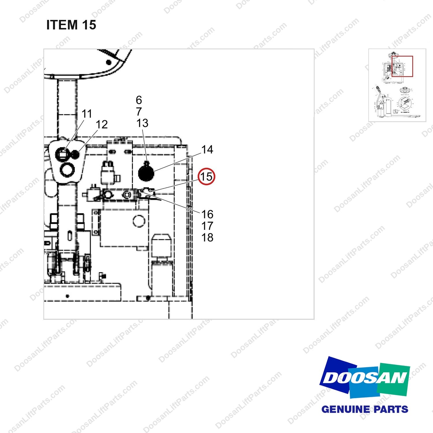 NR21-00002 ELECTRIC SYSTEM_6 - parts diagram, item 15 shown - genuine Doosan / Bobcat forklift part