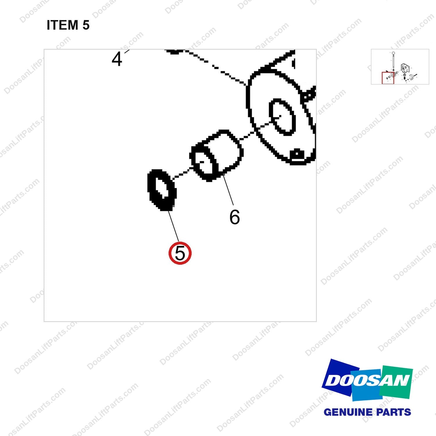 NR22-00004 OPERATING HANDLE ASSY - parts diagram, item 5 shown - genuine Doosan / Bobcat forklift part