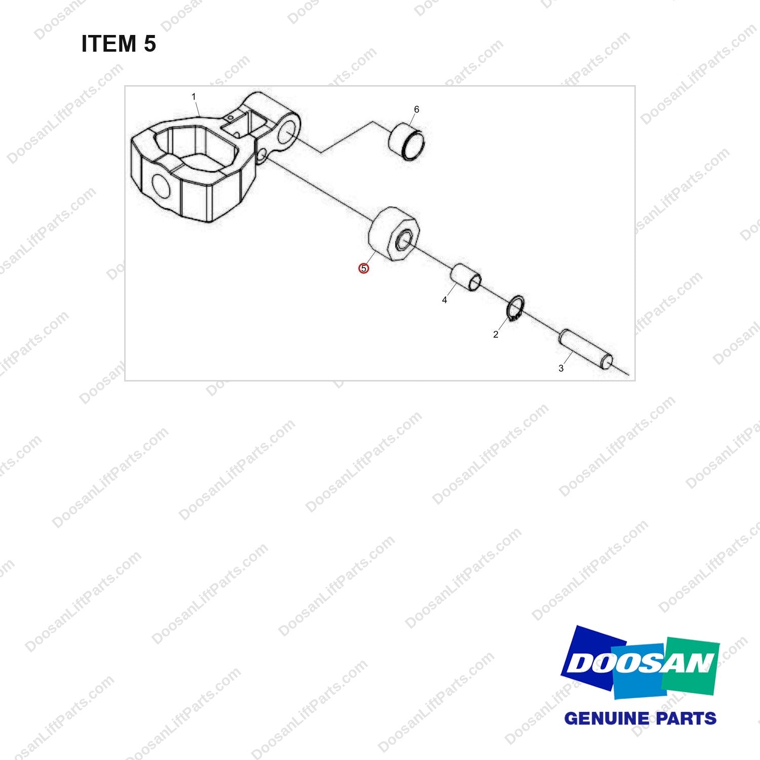 NR22-00007 ADJUSTABLE JOINT ASSY - full parts diagram, item 5 marked - genuine Doosan / Bobcat forklift part
