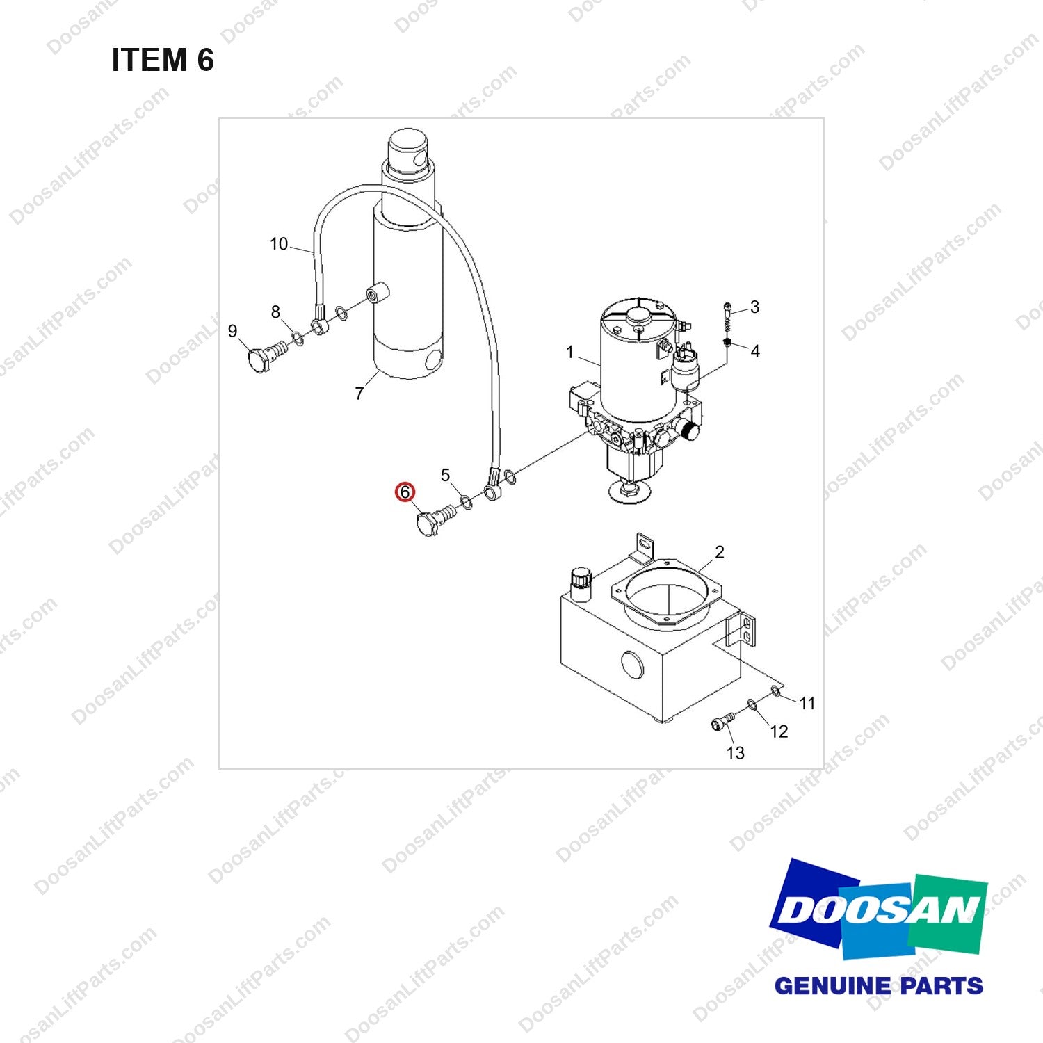 NR24-00601 HYDRAULIC SYSTEM - full parts diagram, item 6 marked - genuine Doosan / Bobcat forklift part