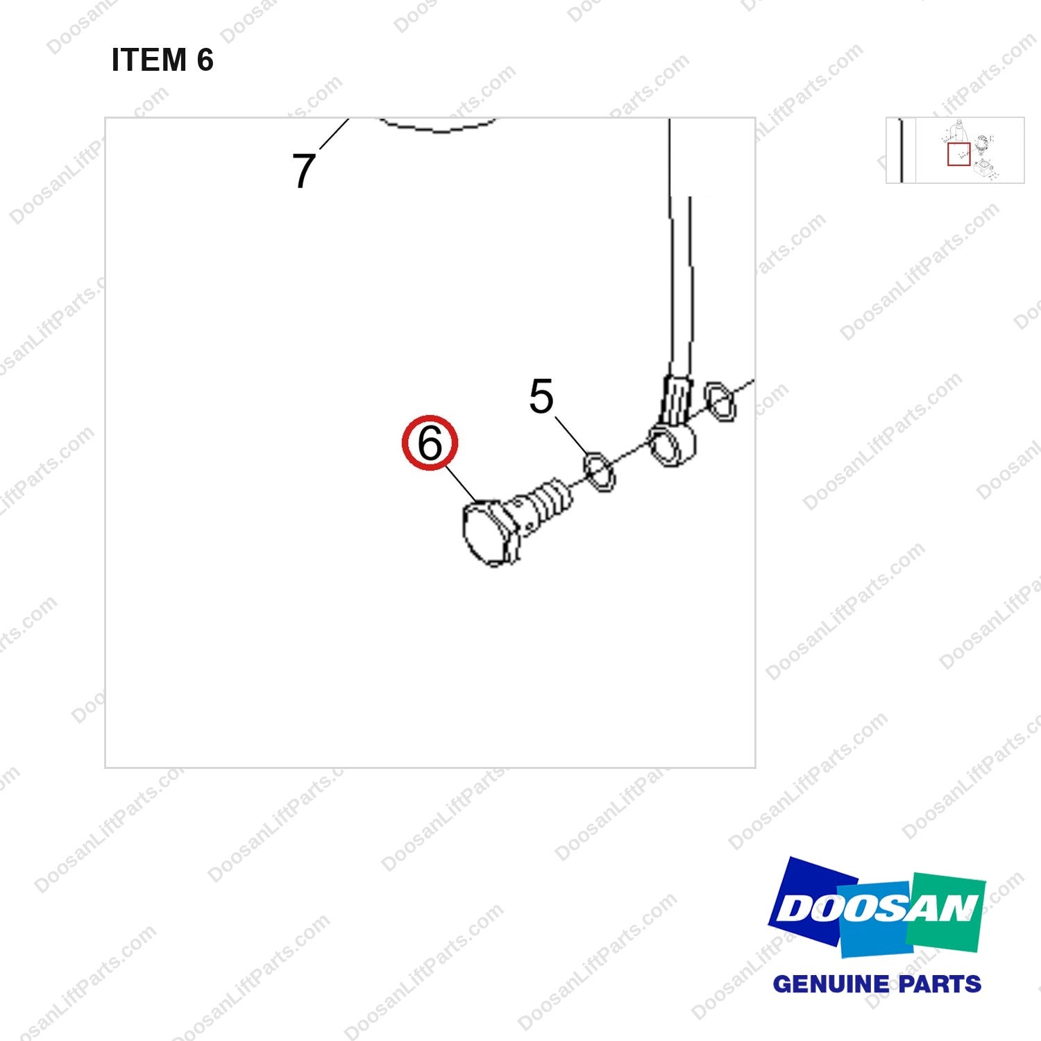 NR24-00601 HYDRAULIC SYSTEM - parts diagram, item 6 shown - genuine Doosan / Bobcat forklift part
