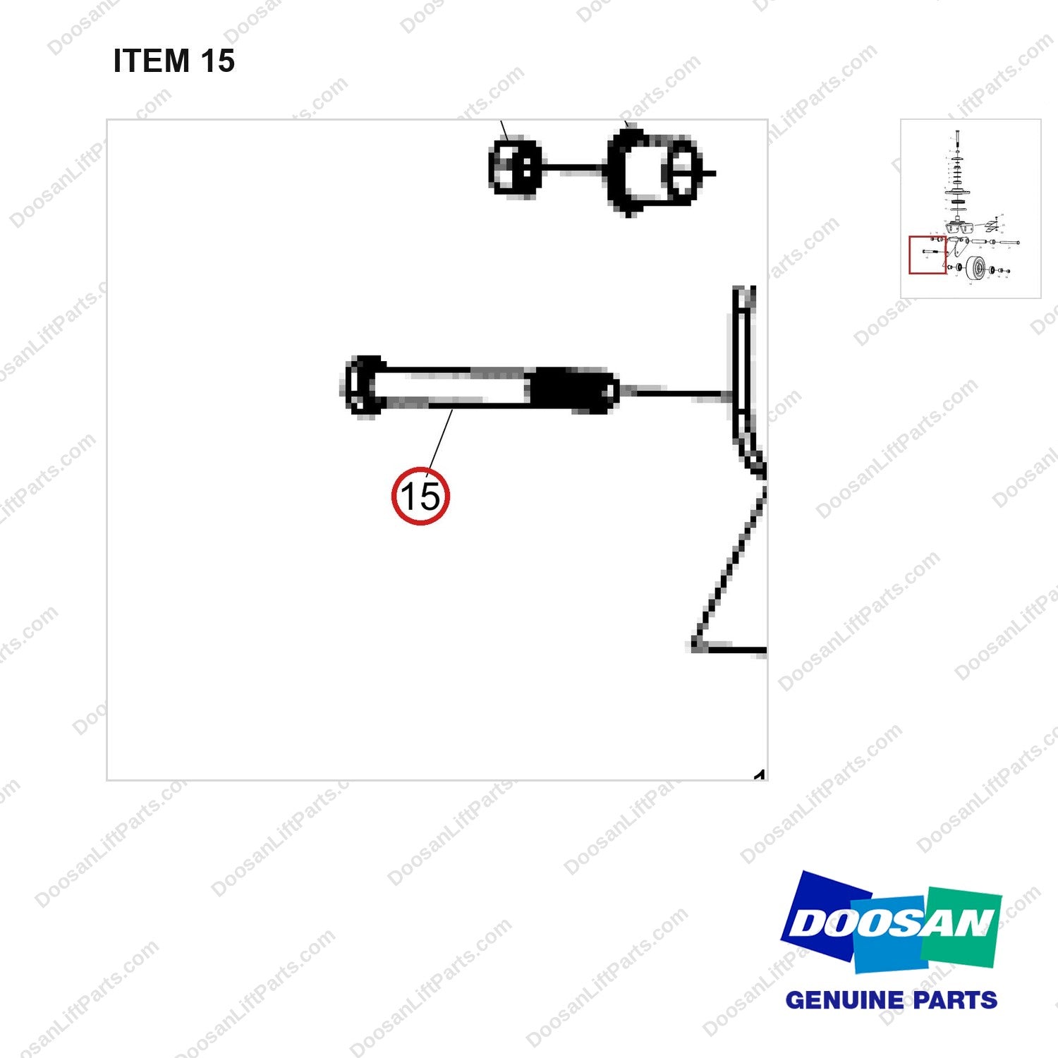 NR24-01285 BALANCE ROLLER ASSY, BOBCAT - parts diagram, item 15 shown - genuine Doosan / Bobcat forklift part