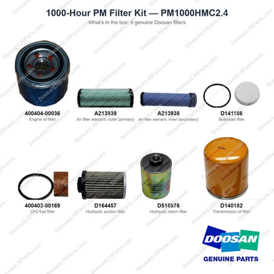 PM1000HMC2.4 1000-Hour PM Filter Kit - what's in the box - genuine Doosan / Bobcat forklift part