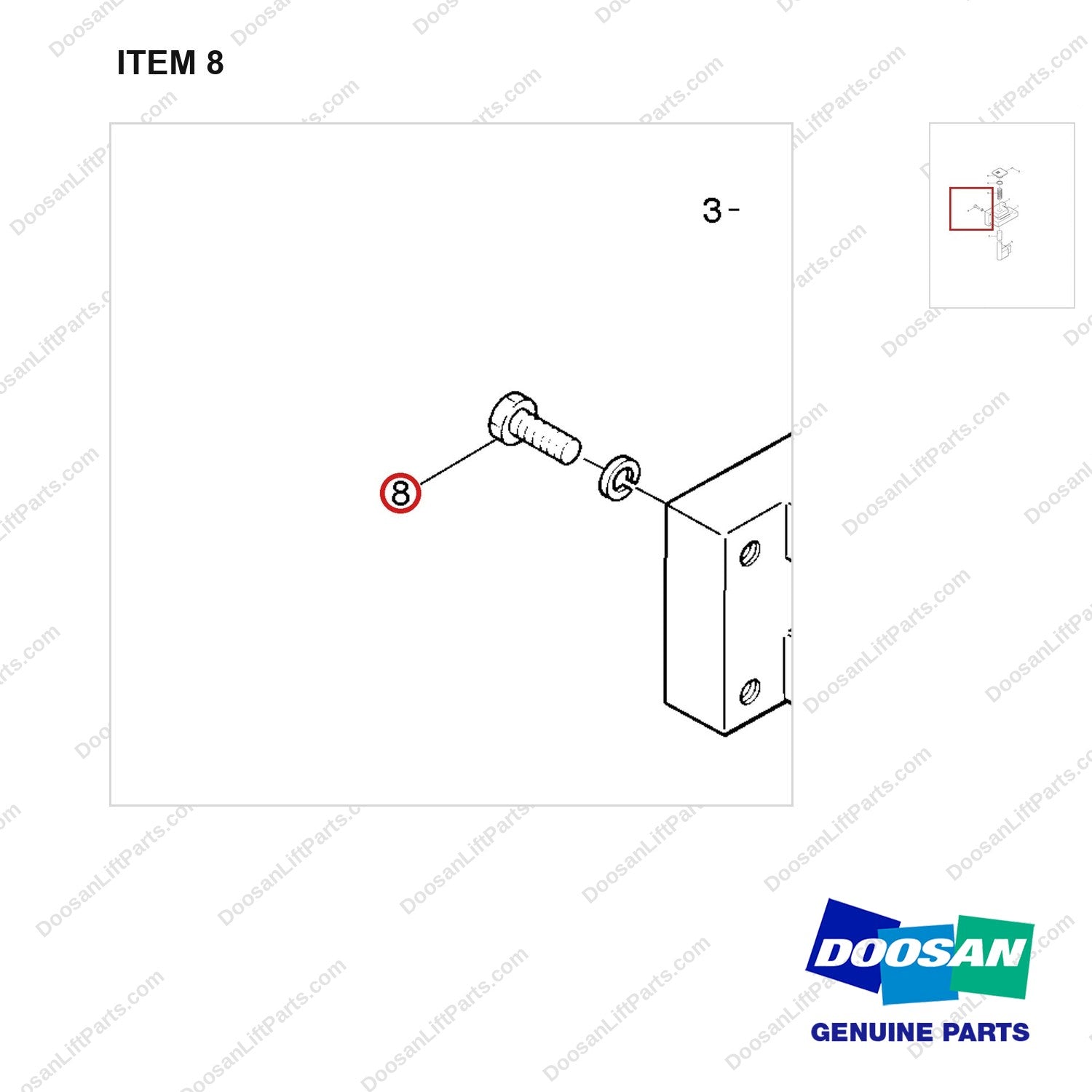 S0504853 BATTERY BED - (225AH) - parts diagram, item 8 shown - genuine Doosan / Bobcat forklift part