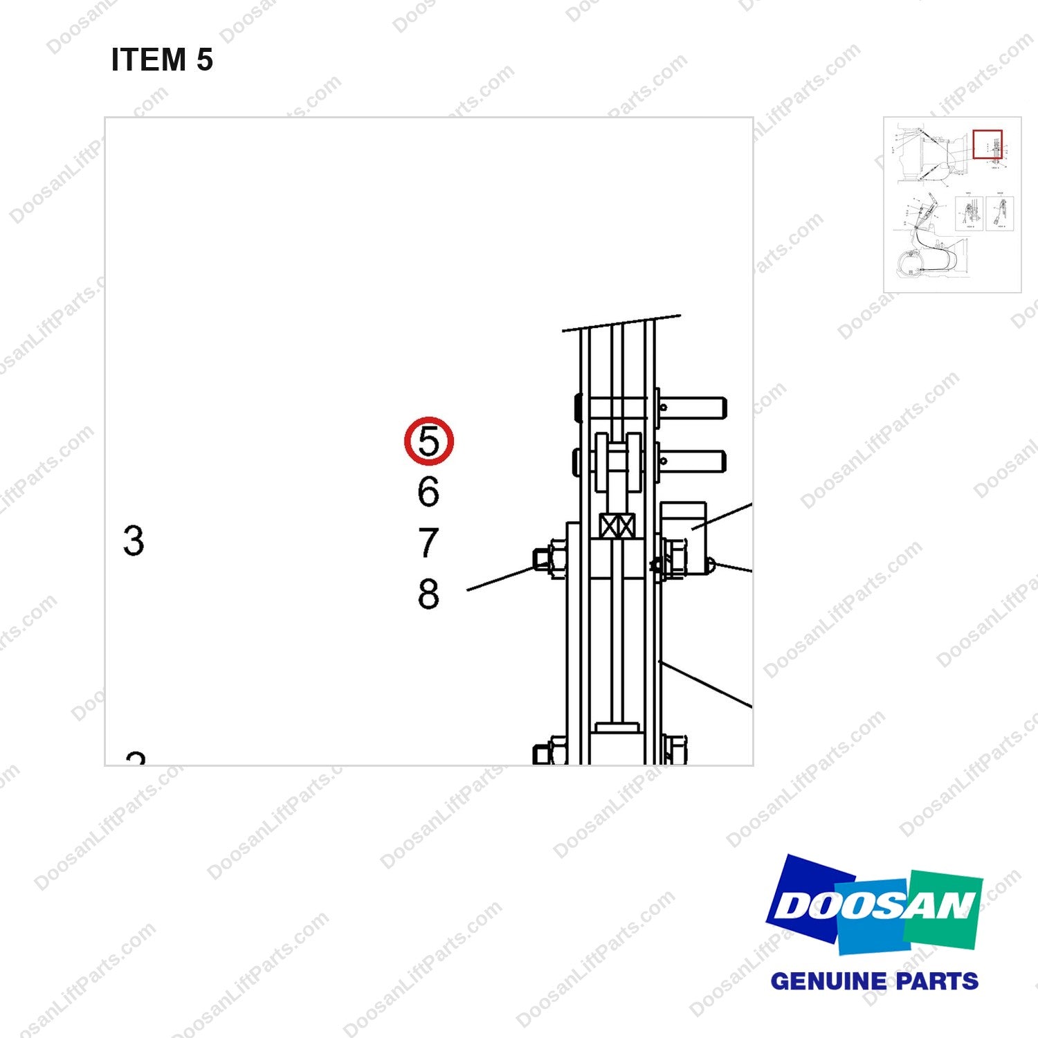 S0509753 CONTROL GP-PARKING-SHOE BRAKE TYPE(G643) - parts diagram, item 5 shown - genuine Doosan / Bobcat forklift part