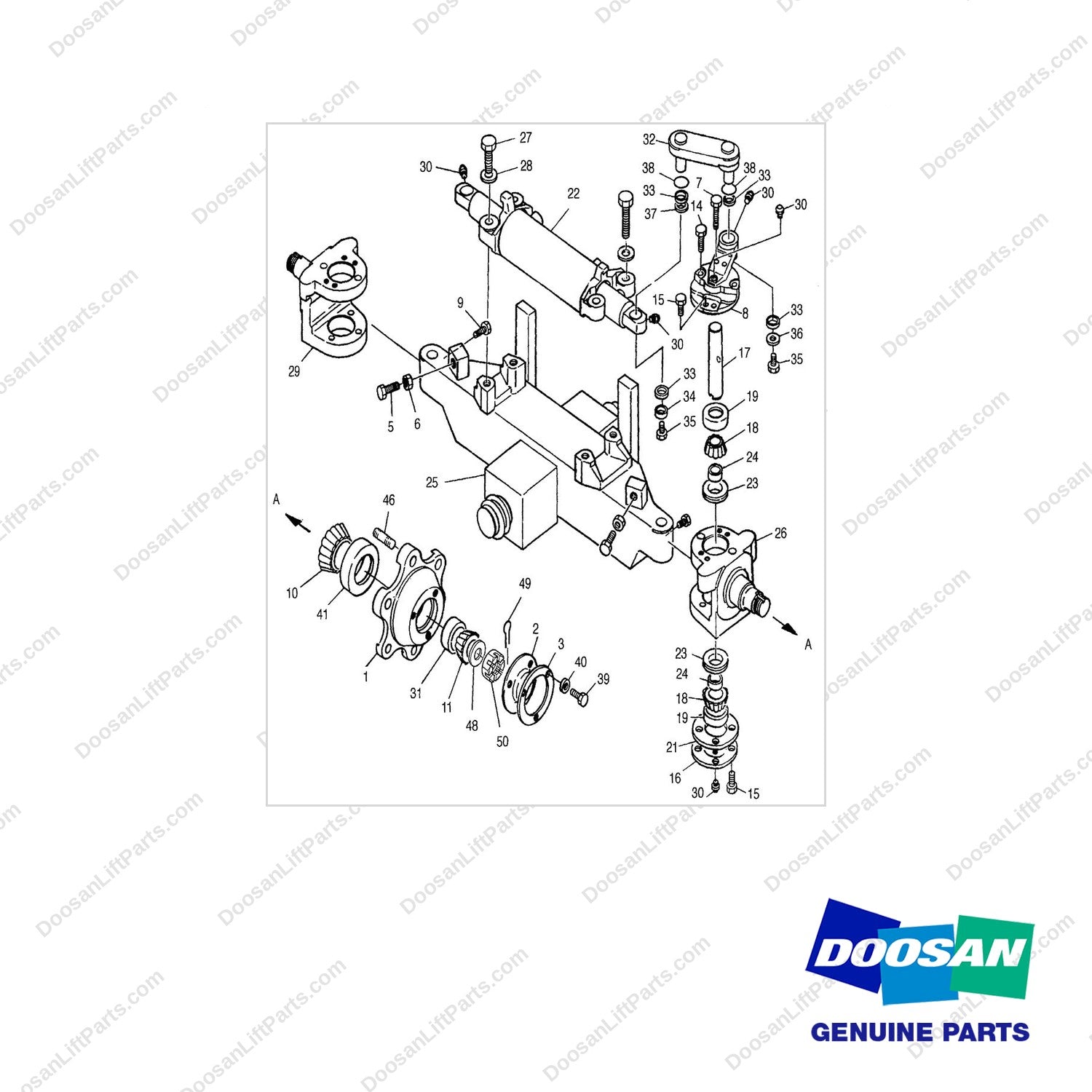 S0570270 STEER AXLE AS - full parts diagram - genuine Doosan / Bobcat forklift part