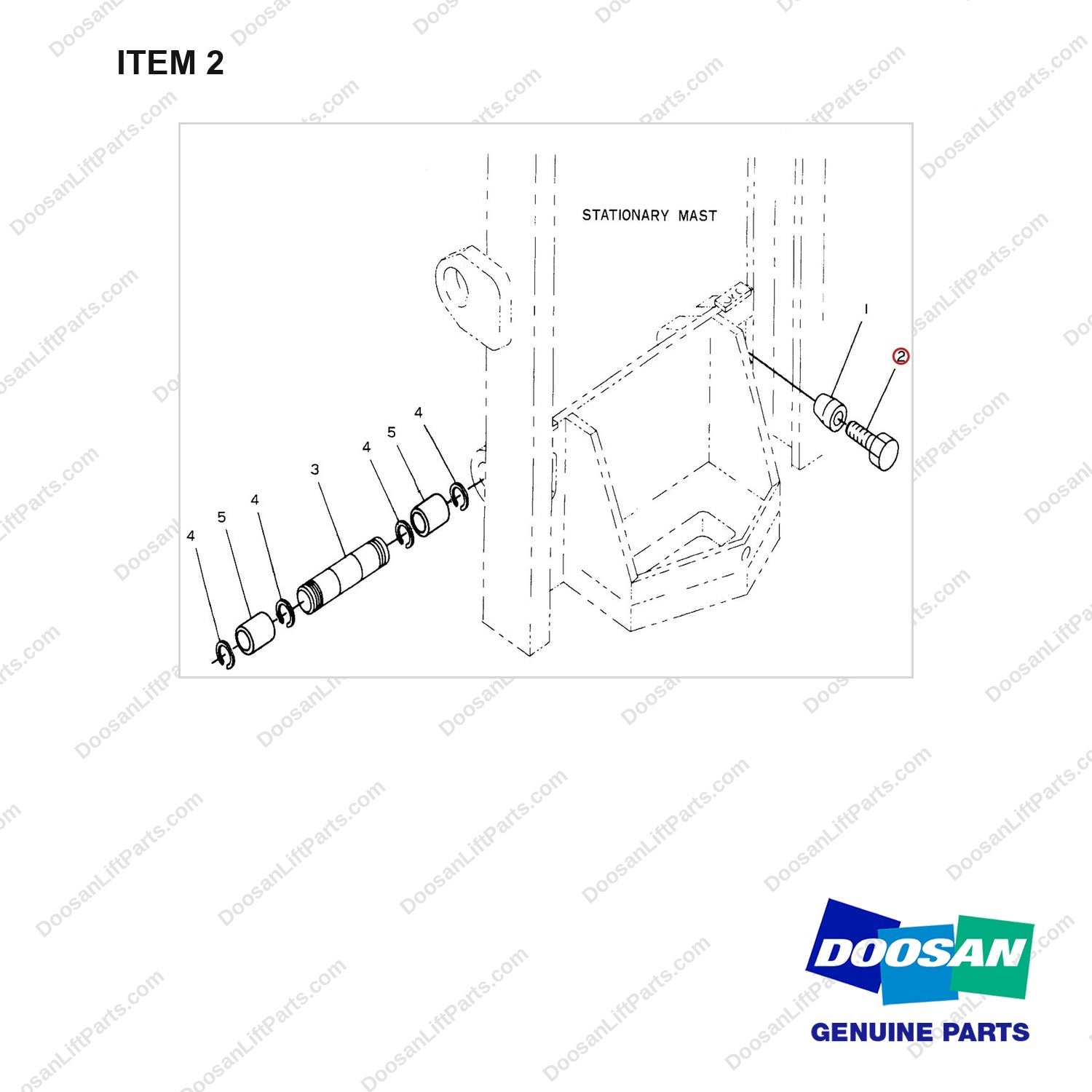 S0575270 MOUNTING GP-MAST - full parts diagram, item 2 marked - genuine Doosan / Bobcat forklift part