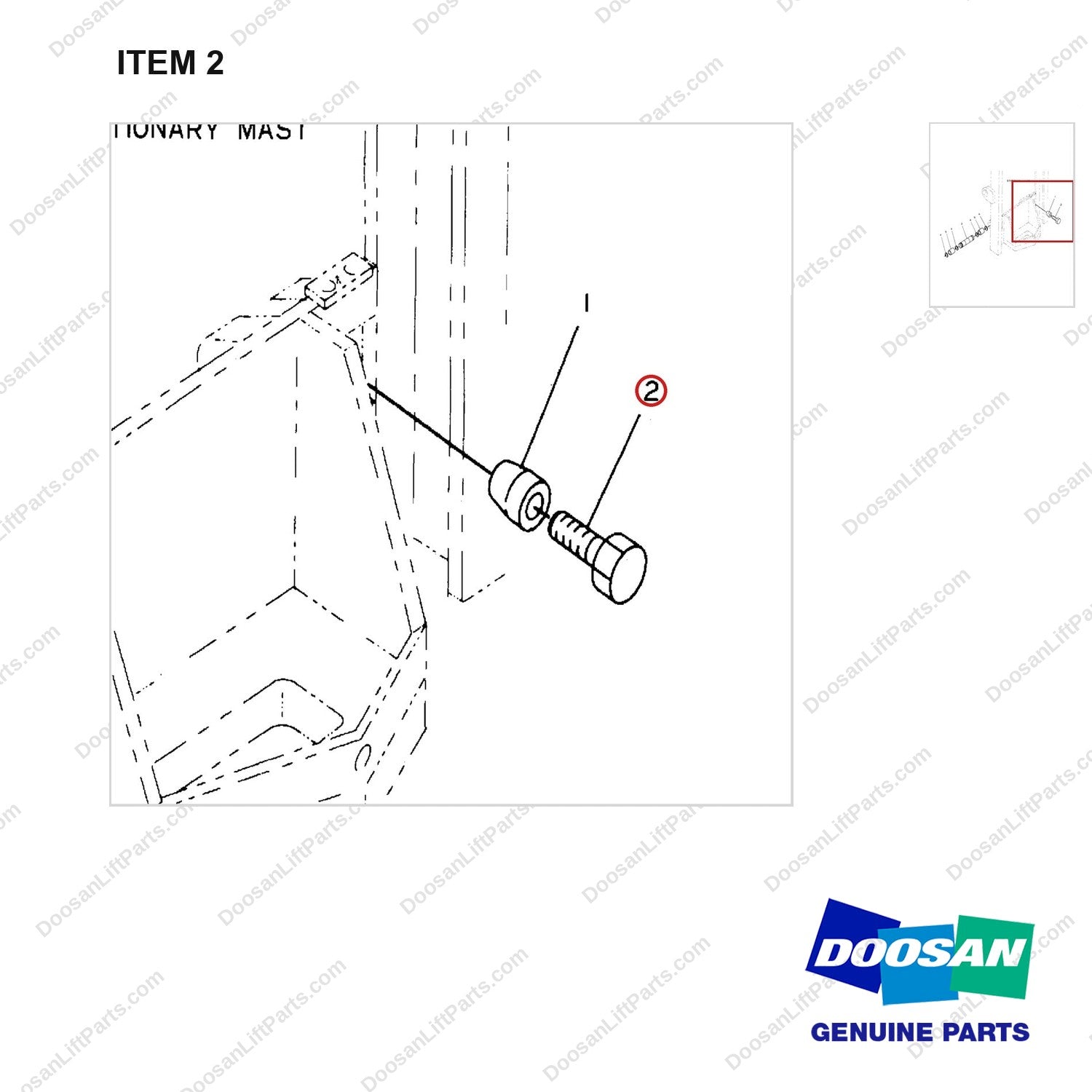 S0575270 MOUNTING GP-MAST - parts diagram, item 2 shown - genuine Doosan / Bobcat forklift part
