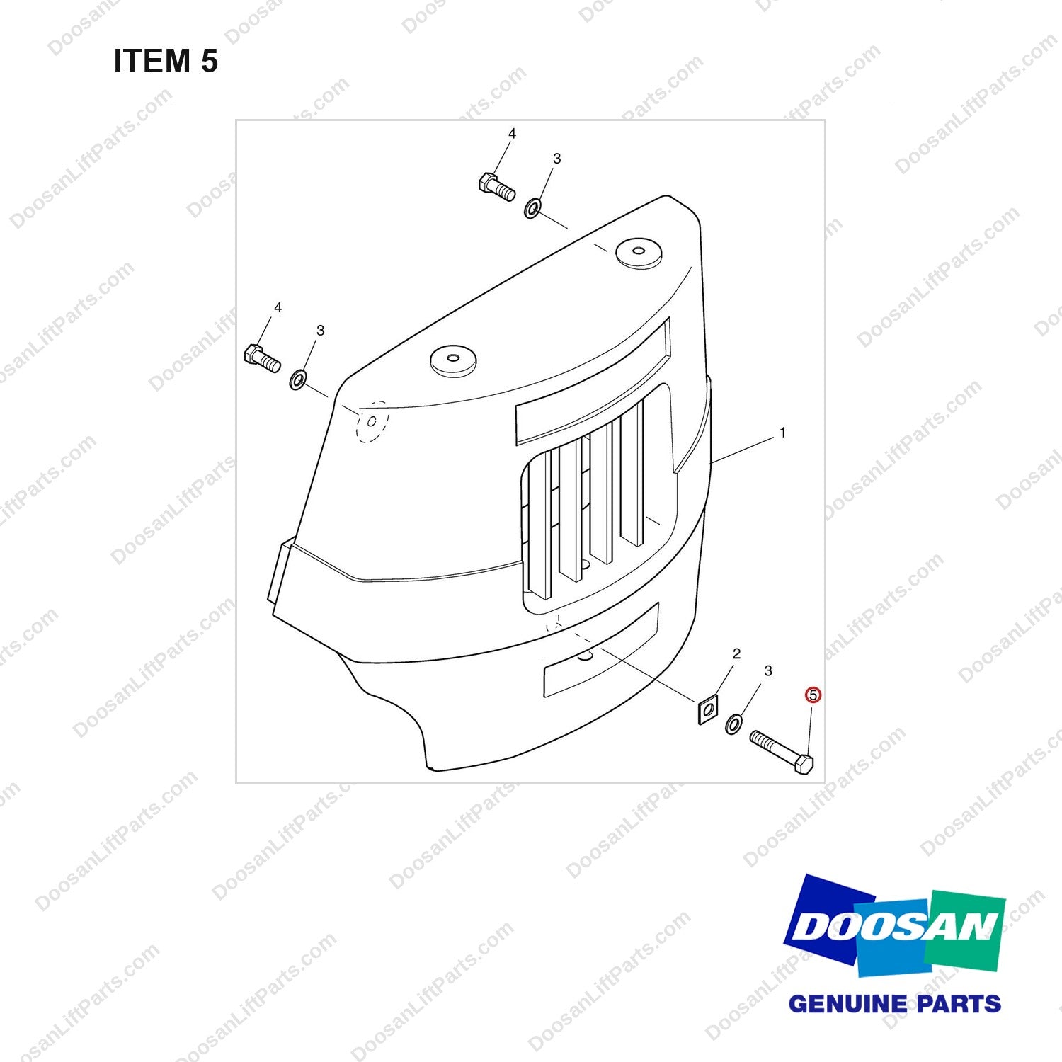 S0576061 COUNTER WEIGHT - 2 TON - full parts diagram, item 5 marked - genuine Doosan / Bobcat forklift part