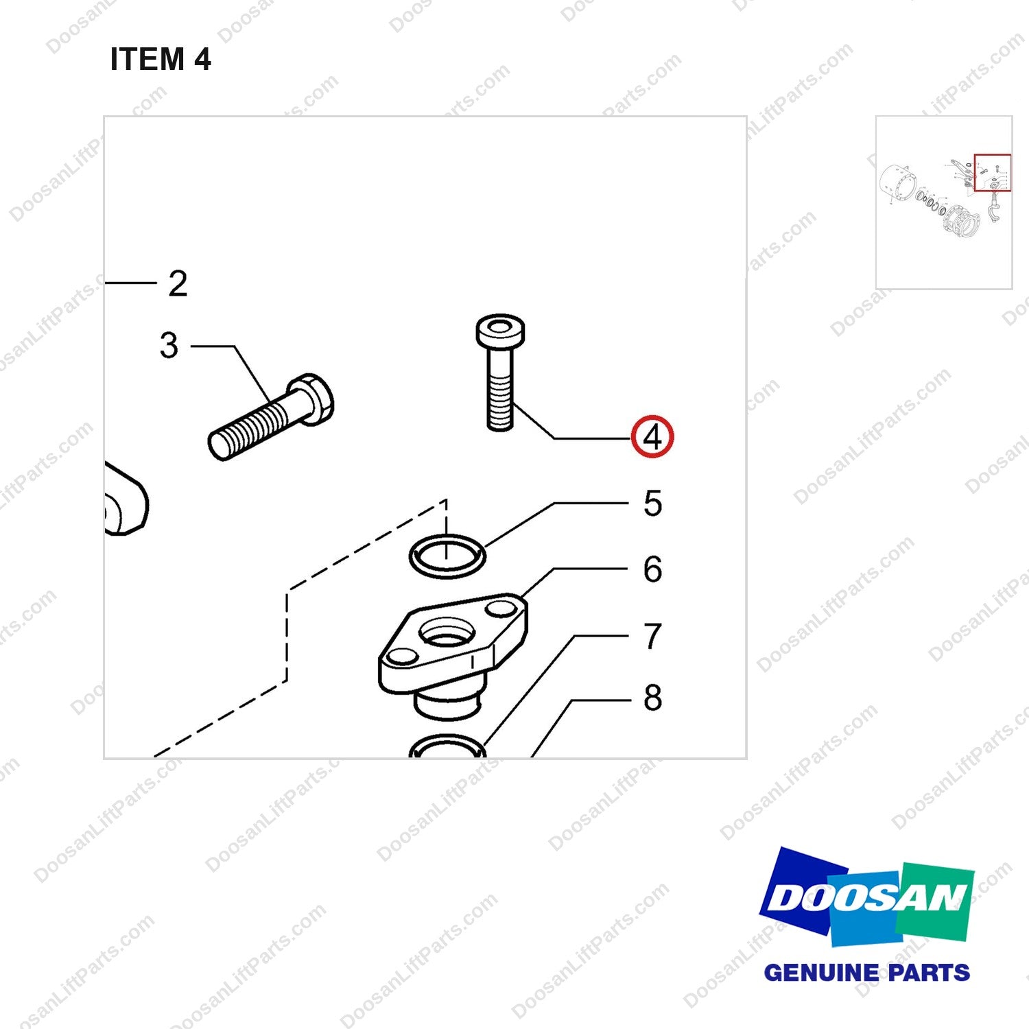 S2211861 DRIVE AXLE AS - L.H(B32X) PART 5 OF 5 - parts diagram, item 4 shown - genuine Doosan / Bobcat forklift part
