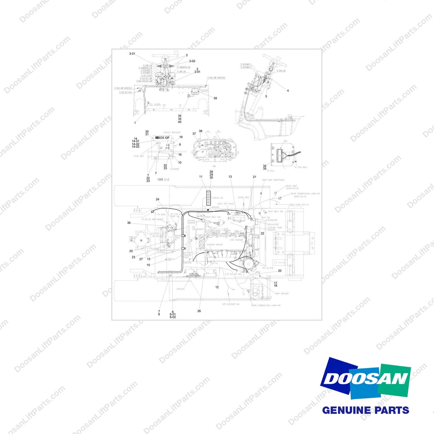 S3410848 WIRE GROUP;LPG;G424F N-C; - full parts diagram - genuine Doosan / Bobcat forklift part