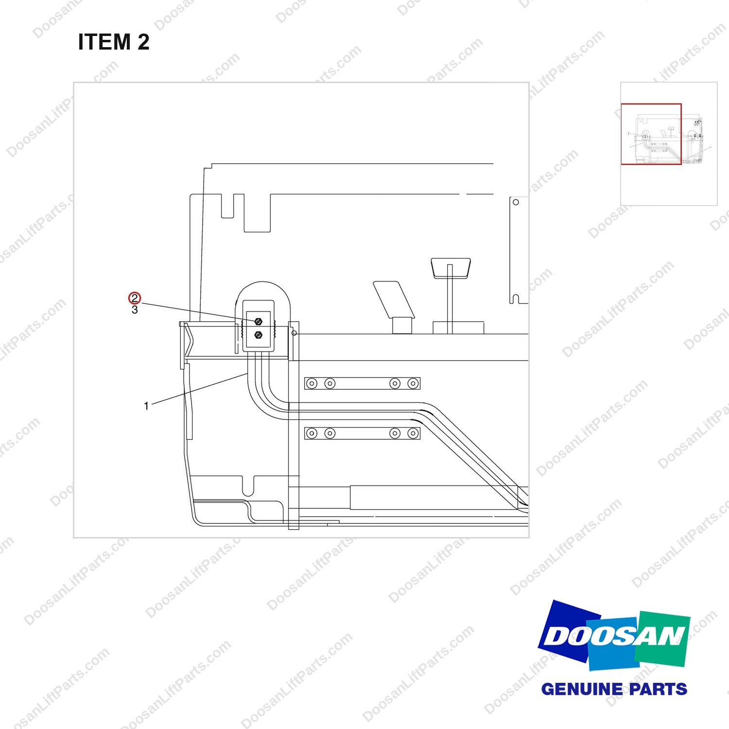 S3451033 CONNECTOR GP - parts diagram, item 2 shown - genuine Doosan / Bobcat forklift part