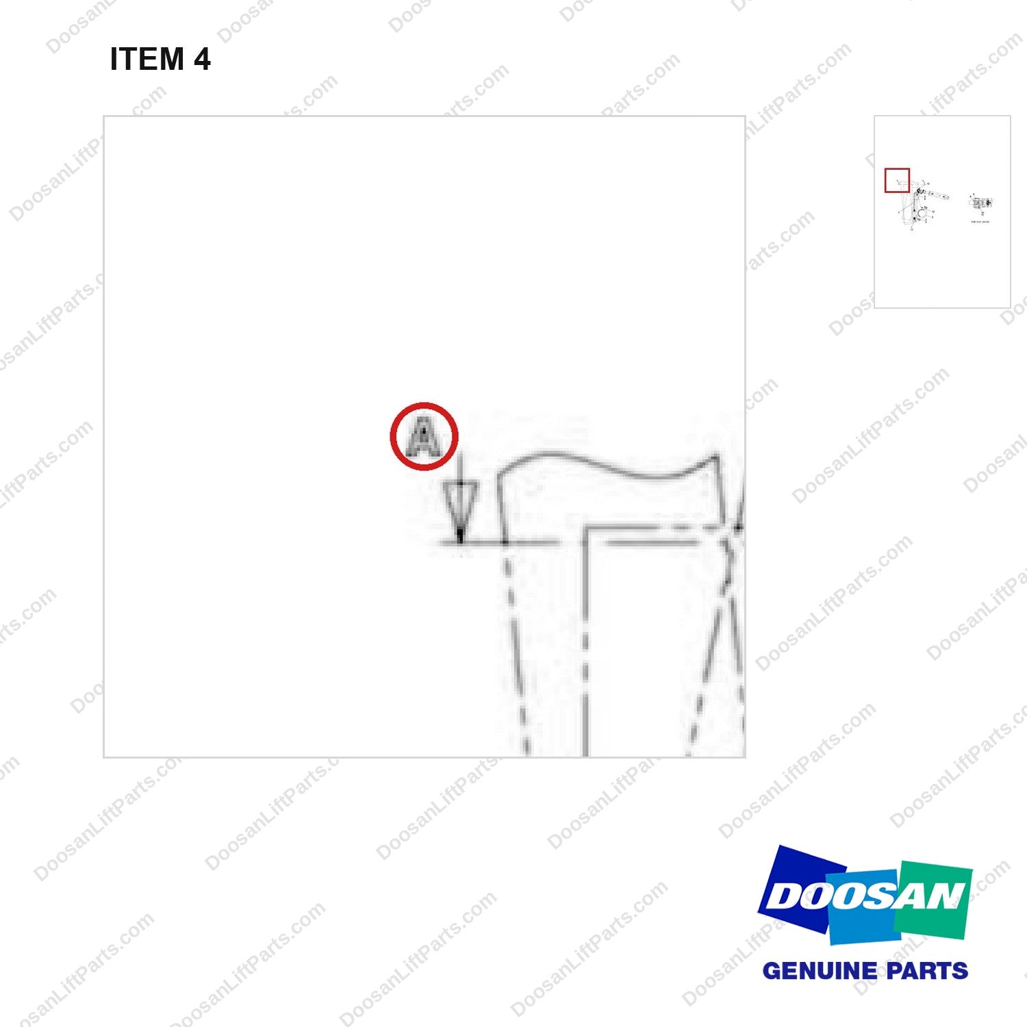 S5100803 MOUNT GROUP;STD MAST - parts diagram, item 4 shown - genuine Doosan / Bobcat forklift part