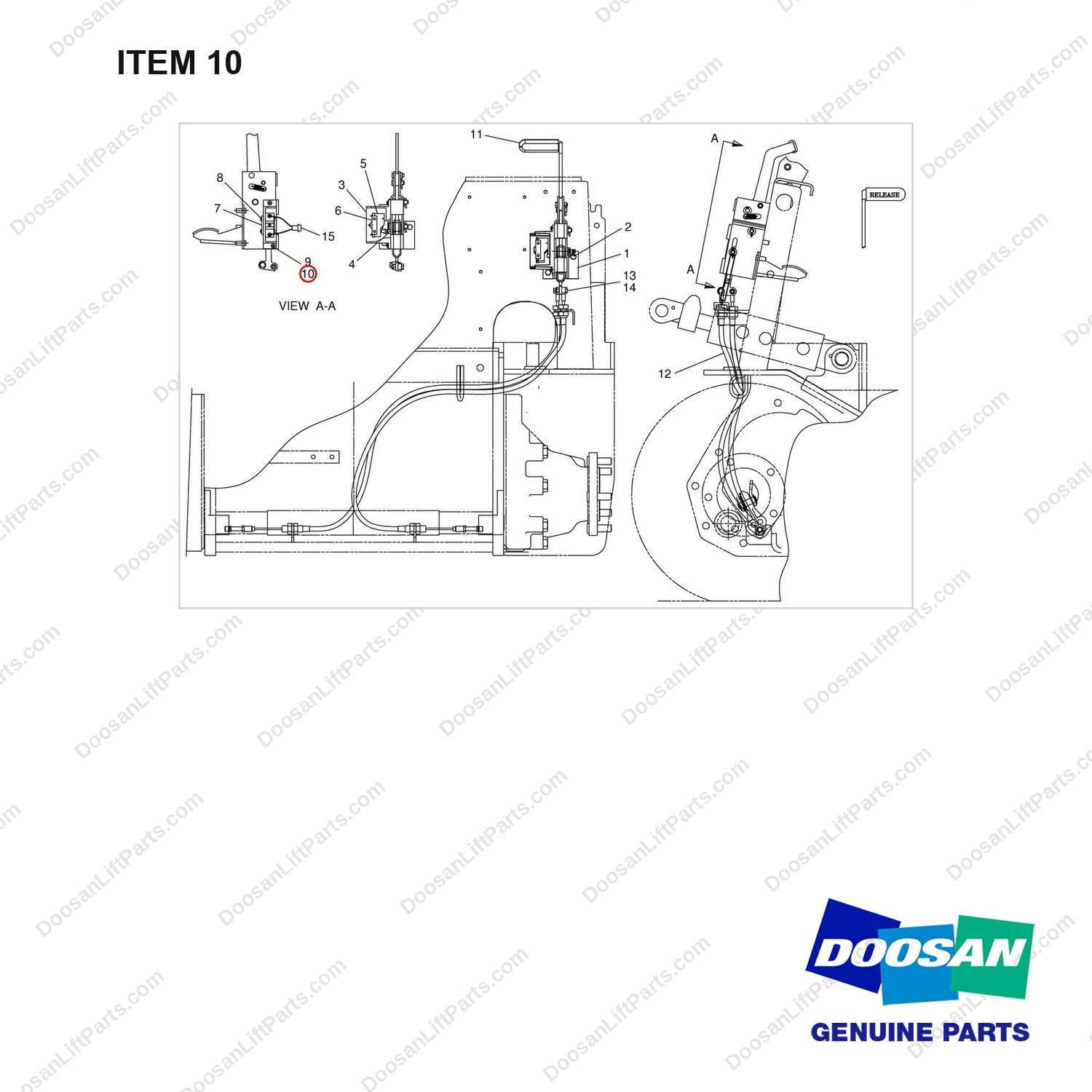 S5202113 CONTROL GP-BRAKE - (PARKING) - full parts diagram, item 10 marked - genuine Doosan / Bobcat forklift part