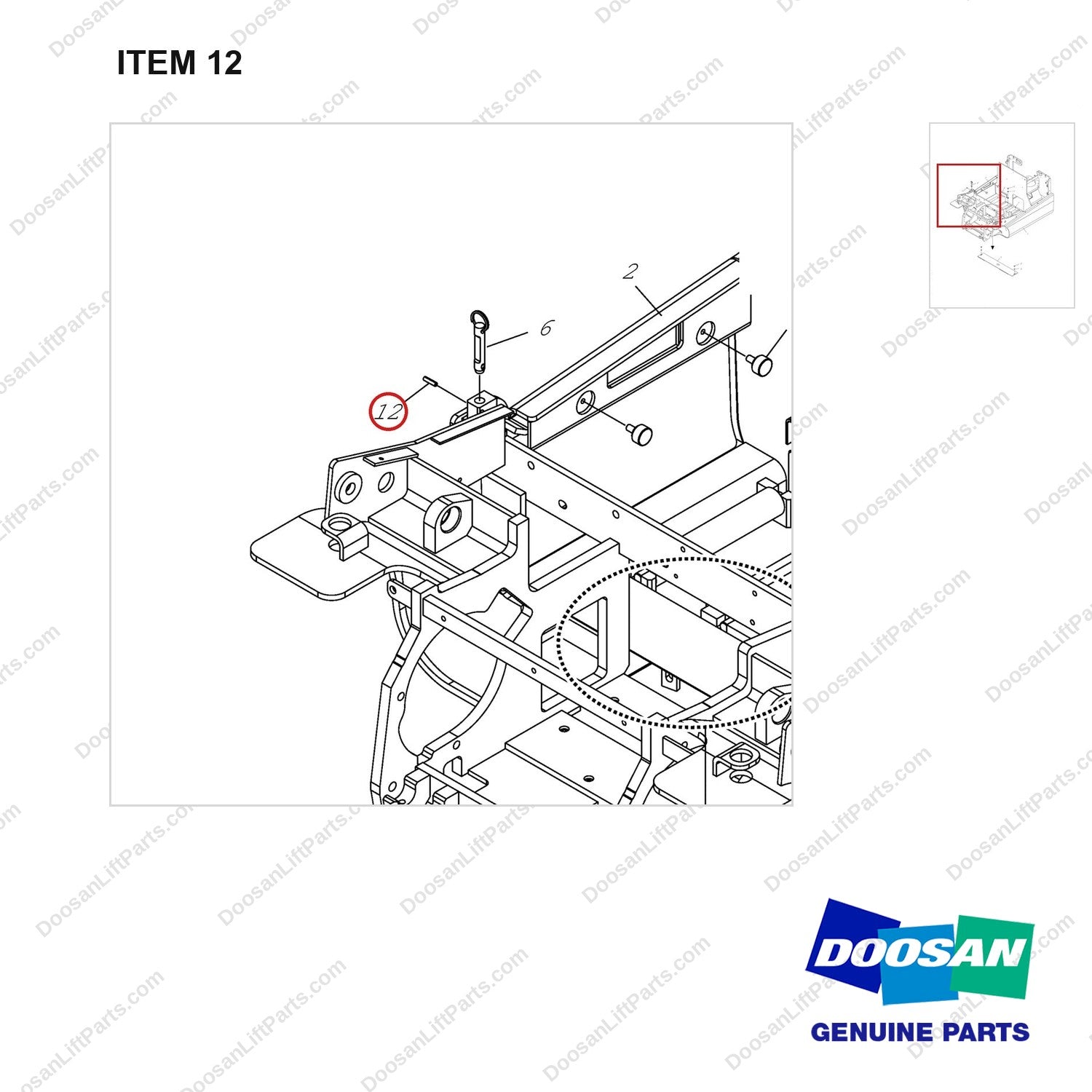 S5740920 ARRANGEMENT,CHANGEOVER;BATT ROLL IN OUT - parts diagram, item 12 shown - genuine Doosan / Bobcat forklift part