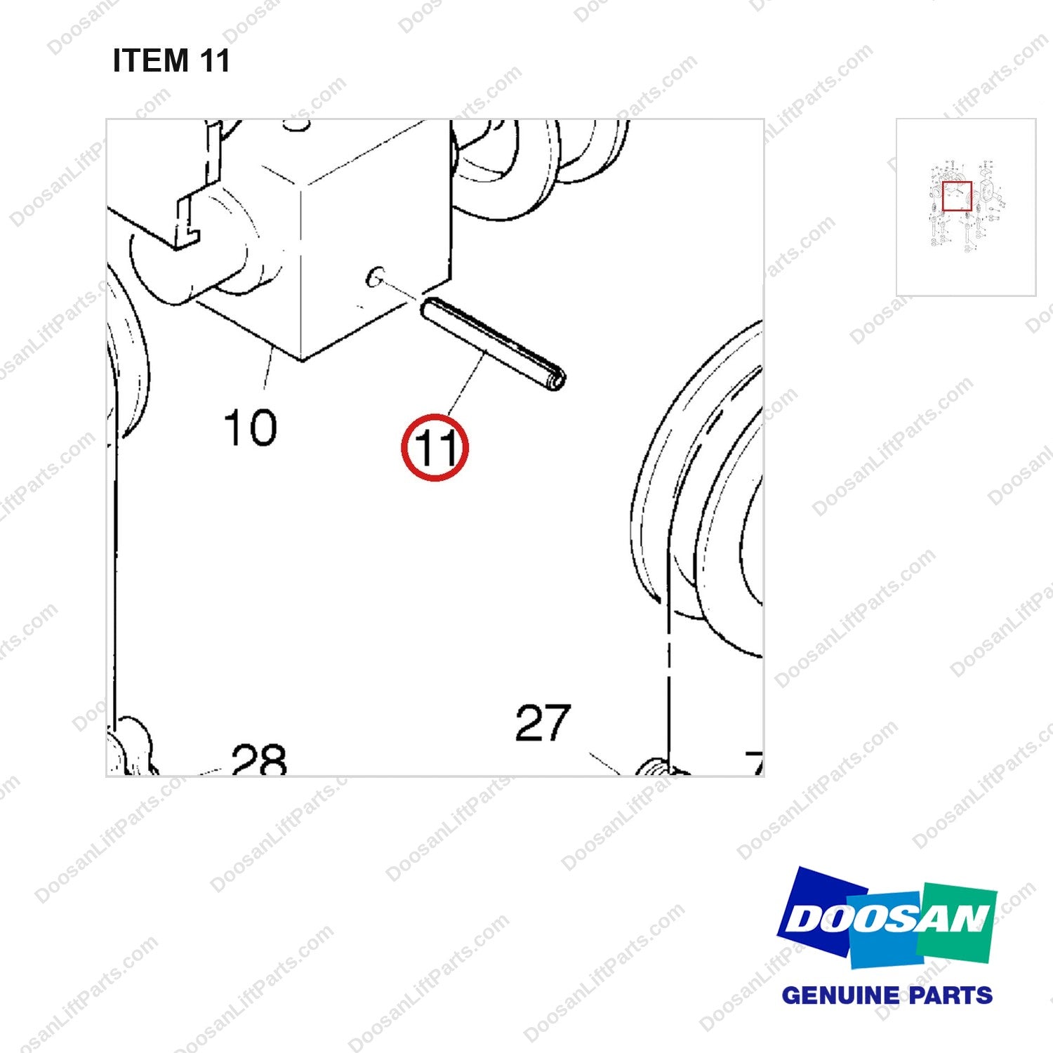 S5741280 RELAY GP-LIFT - (FFL) - parts diagram, item 11 shown - genuine Doosan / Bobcat forklift part