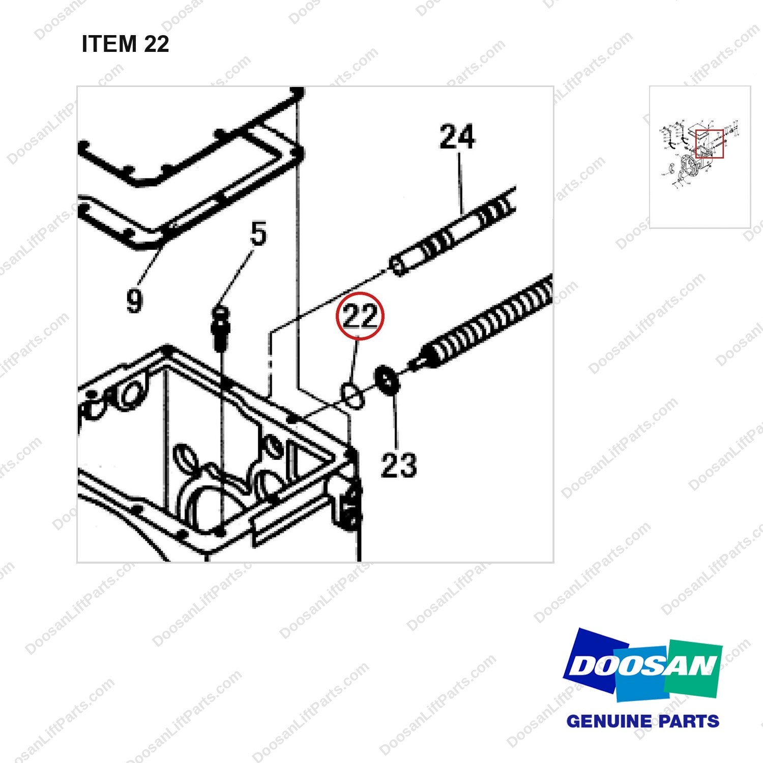 S8000285 SHIFT GEAR PART (I);NX(M)-VP - parts diagram, item 22 shown - genuine Doosan / Bobcat forklift part